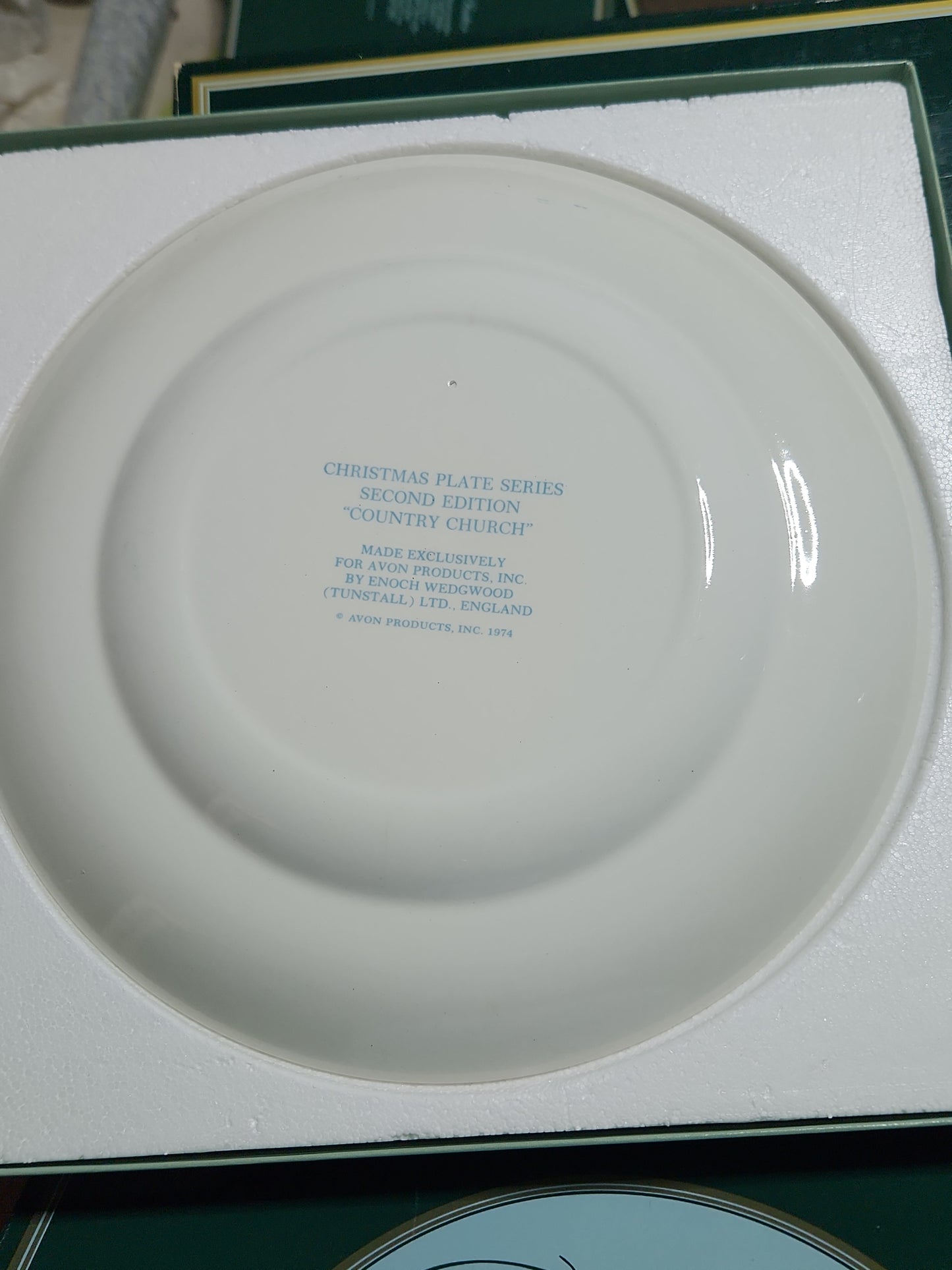 Vintage Avon Christmas 1974 Country Church Plate Original Box. Enoch Wedgewood England