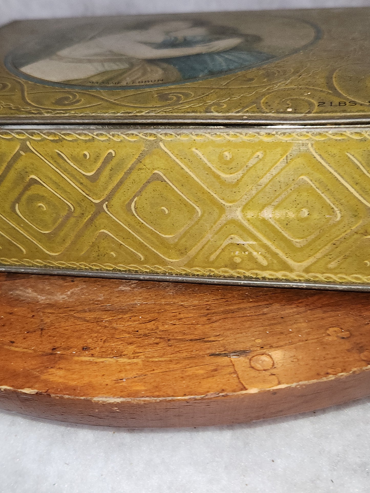 Vintage Whitman's Chocolate Tin box with Image Madame LeBron Tindeco 2 lbs 5 oz EMPTY tin503