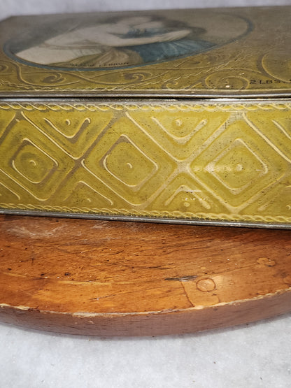 Vintage Whitman's Chocolate Tin box with Image Madame LeBron Tindeco 2 lbs 5 oz EMPTY tin503