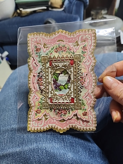 Vintage Lace Pastel Valentine Card An Offering of Affection 4.5x7.5"