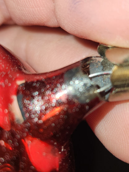 Vintage Red Indent Glass Christmas Ornament Made in USofA vo13