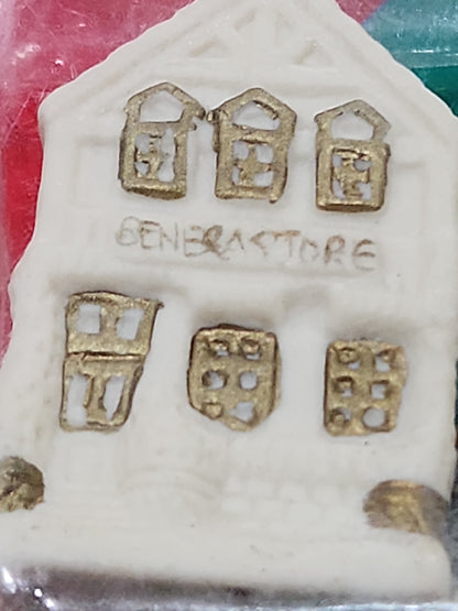 Vintage Holiday Traditions Porcelain House Christmas Ornaments set of 2 NIP and 1 NIP