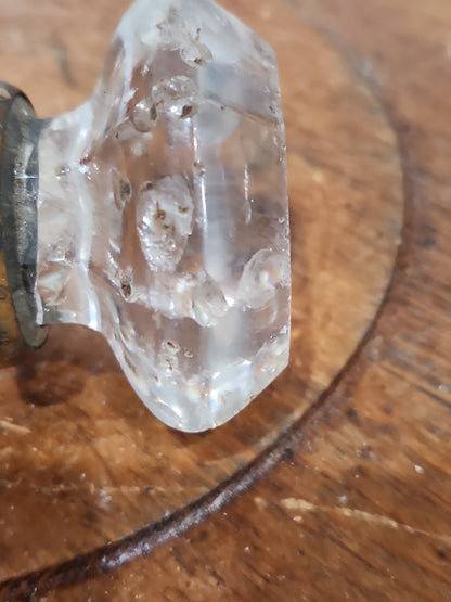 Antique UNMATCHING Glass and Metal Door Knobs attached to a stem kn21