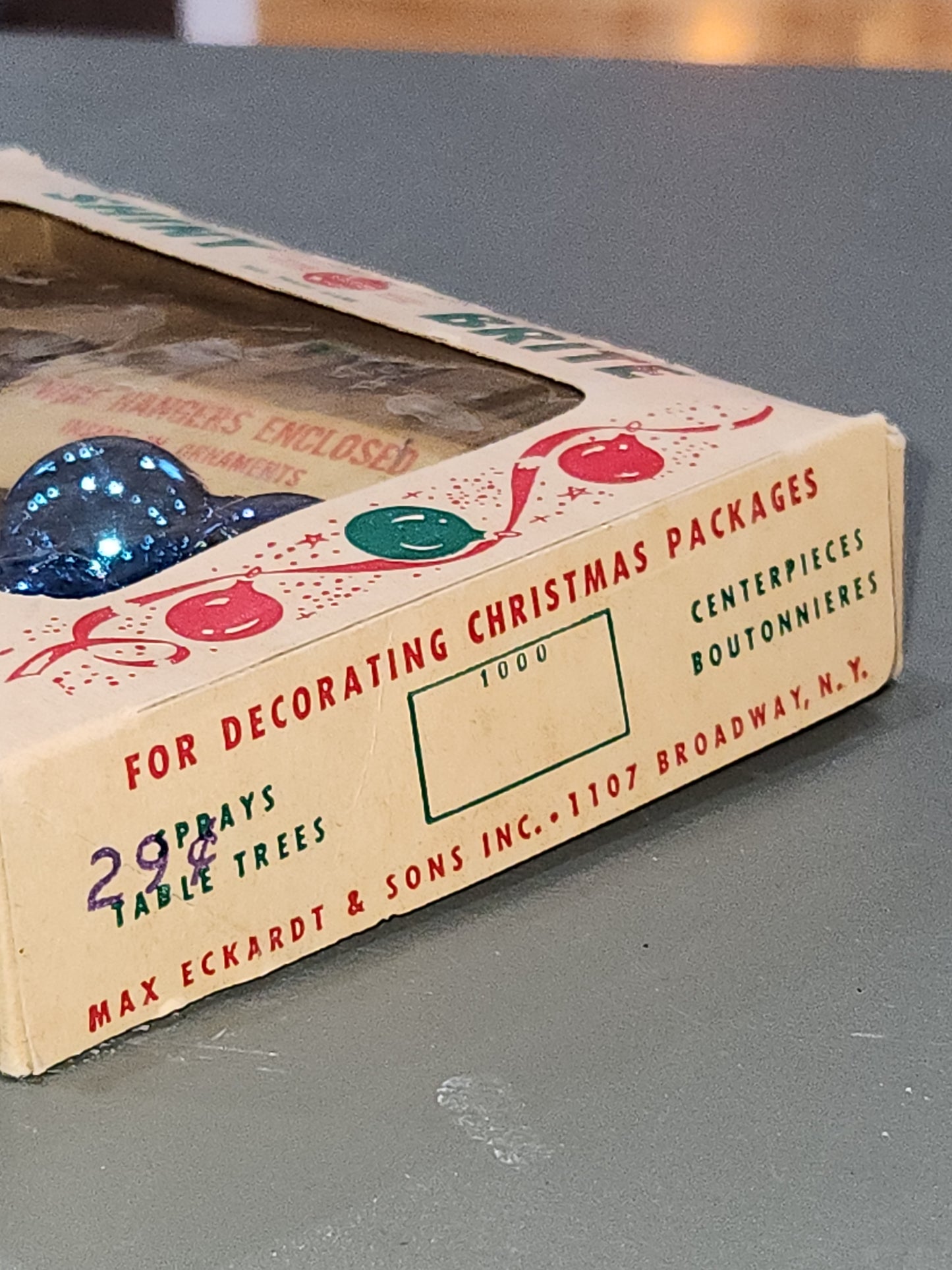 Vintage Shiny Brite Turqoise 1" Ornaments for Feather Tree PARTIAL BOX of 7. Unused bo70