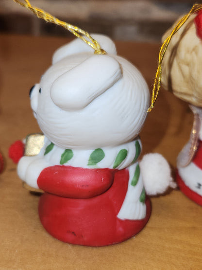 Vintage Jasco L'll Chimmers Ornament Bell Dogs and Angel set of 3