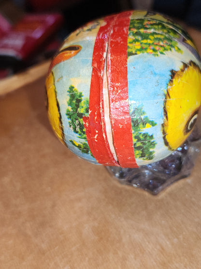 Vintage Easter Egg Candy Box Cardboard or Paper Mache Duck Flowers eg1