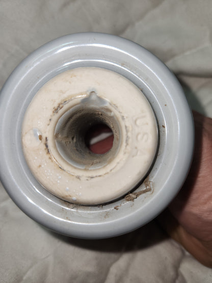 Vintage Electrical Telegraph Knob Tube Wire Insulator Grey Glazed Ceramic I345