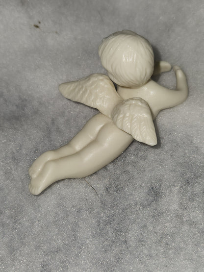 Vintage flying Cherubs Angels Fine Bisque Porcelain Candle Huggers China an69
