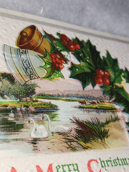 Antique Vintage Embossed Postcard A Merry Christmas postmarked 1911