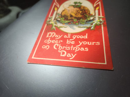 Antique Vintage Postcard Christmas Dinner Embossed Kate Bennett  May all good cheer be yours on Christmas Day