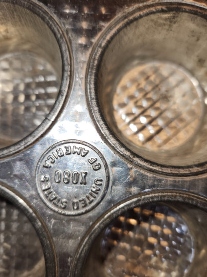 Vintage Ovenex Waffle Pattern Mini Cupcake Muffin Tin 8 muffins kit09