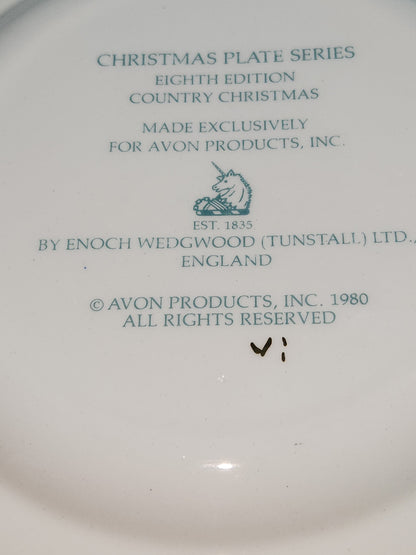 Vintage Avon Christmas 1980 Country Christmas Plate with Original Box. Enoch Wedgewood England