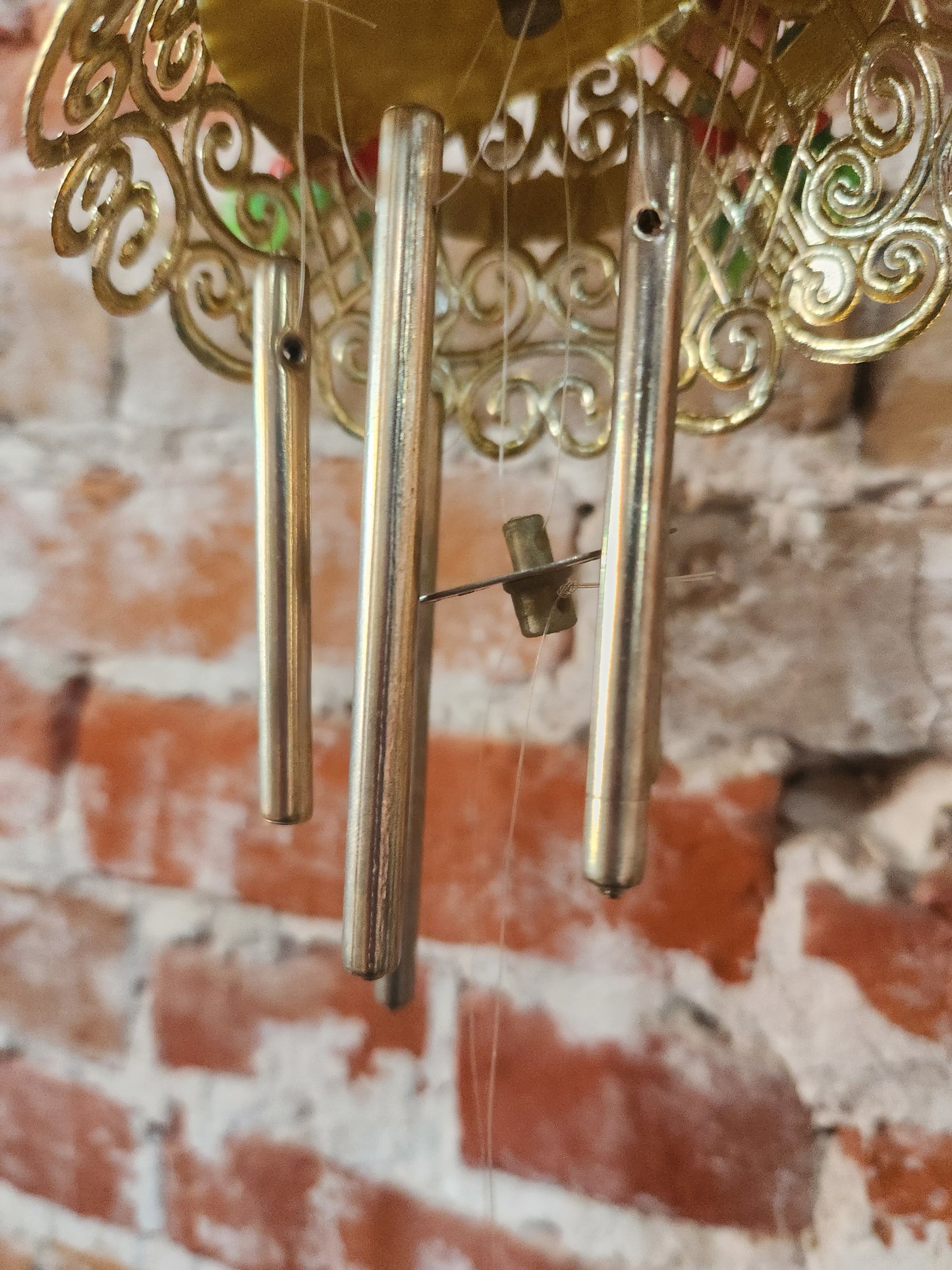 Vintage plastic filigree bell windchime Christmas 0204