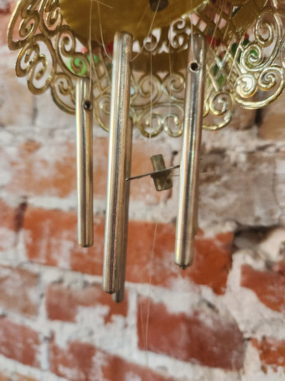 Vintage plastic filigree bell windchime Christmas 0204