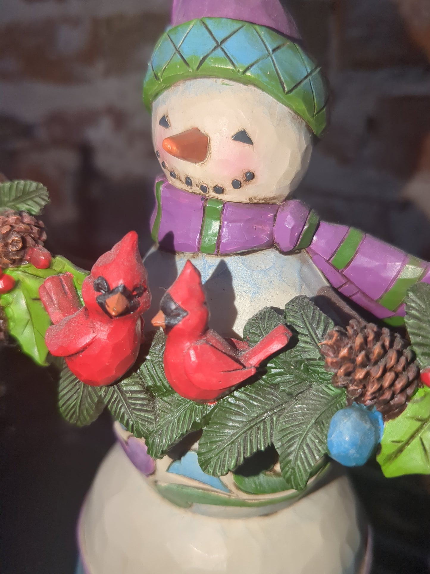 2013 Jim Shore Enesco A Winter's Home Snowman Branch Cardinals No.4035393