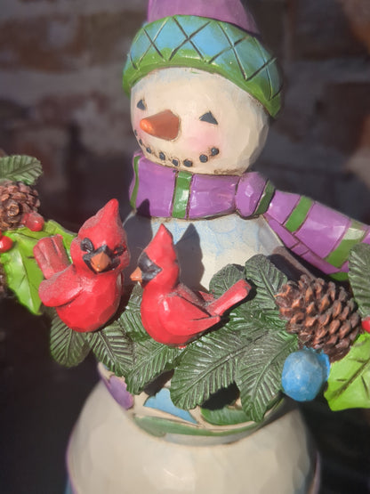 2013 Jim Shore Enesco A Winter's Home Snowman Branch Cardinals No.4035393