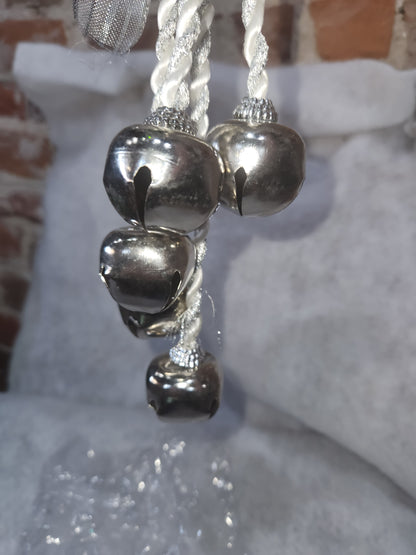 NOS GIFTCO SILVER BELL DOOR KNOB HANGER 12" LONG NEW IN BOX METAL dk7