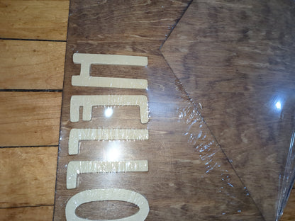 Stained with cream hello Envelope interchangeable door sign