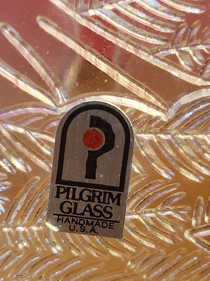 Vintage Pilgrim Glass Serving Plate Platter With a Goose Wearing a Wreath pl81