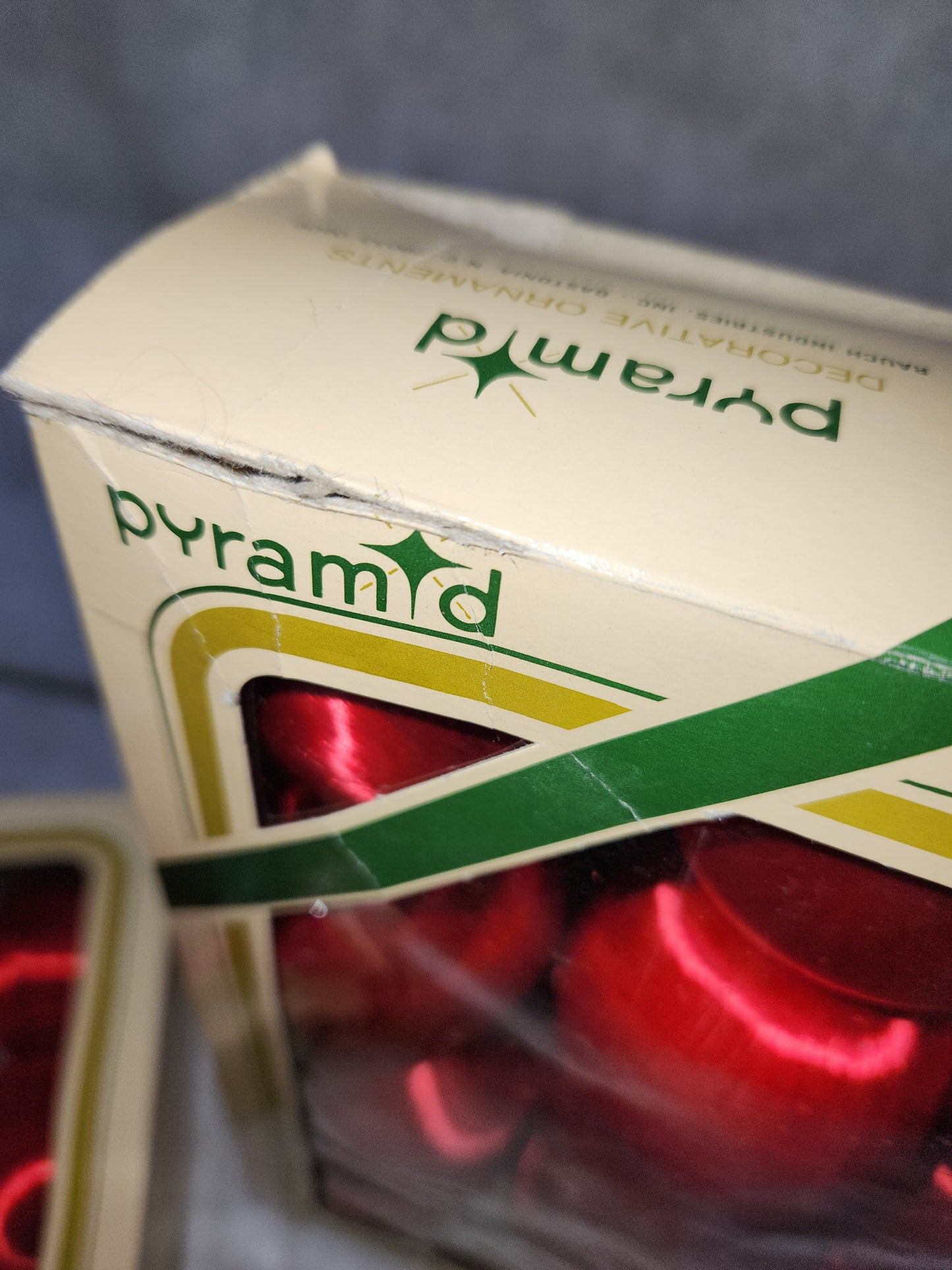 Vintage Pyramid 24 Red Silk Ornaments 2 boxes of 12
