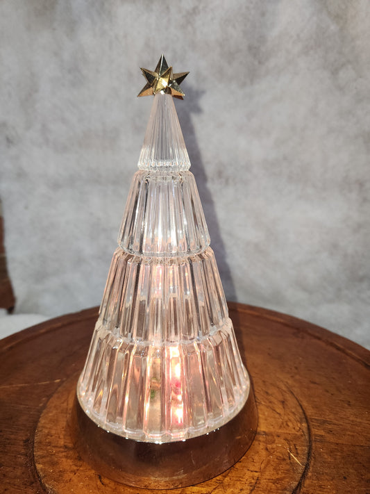 Vintage 8 1/2" Avon Crystal Holiday Tree Battery Powered av588