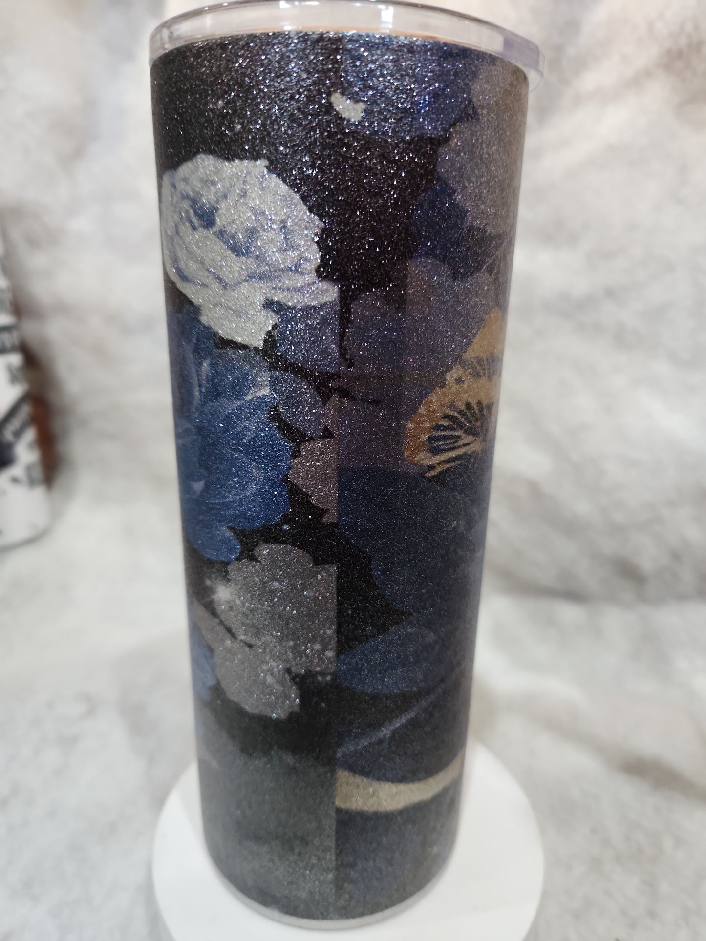 25 Oz Stainless Steel, Insulated, Glitter Flower Tumbler tgf7