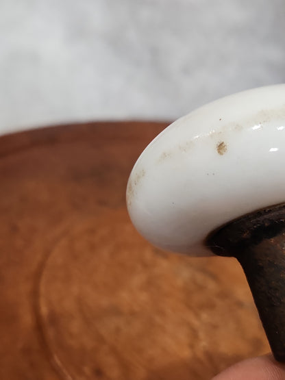 Antique UNMATCHING Porcelain Brown Marble or Swirl Door Knobs attached to a stem kn20