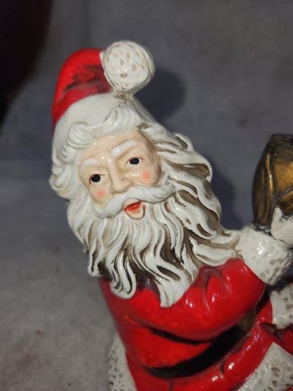 Vintage Paper Mache Santa Candle Holder Figures Japan Sticker JUST ONE sn89