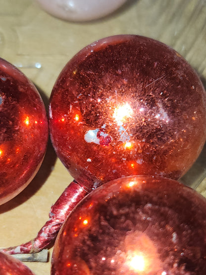 Vintage Mercury Glass Ball Ornament on Picks or Stems Assorted Colors and Sizes 1" to 1 1/2" Set of 19 mg6