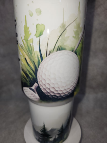 40 Oz Insulated Stainless Steel Tumbler says, "Eat Sleep Golf Repeat" tgo4