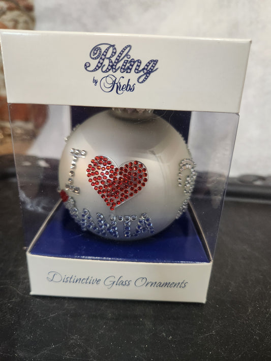 I love Santa Bling by Krebs glass Chrristmas ornament