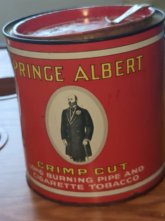 Vintage Prince Albert Can with lid opener t11