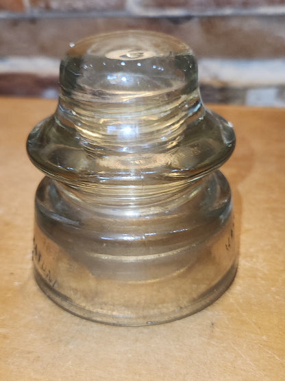 Vintage Whitall Tatum #4 Clear Glass Insulator wh8