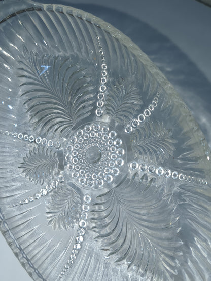 Vintage Anchor Hocking Feather and Pearl Relish Dish Depression Glass