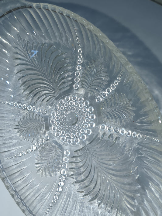 Vintage Anchor Hocking Feather and Pearl Relish Dish Depression Glass