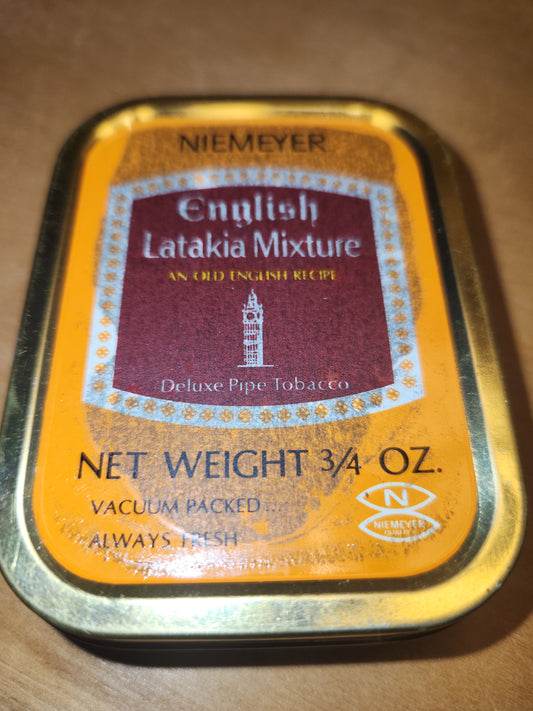 Vintage Niemeyer English Latakia Mixture Old English Recipe Tobacco Tin 3/4 oz International Deluxe Pipe Tobaccos World Tabac LTD tin05