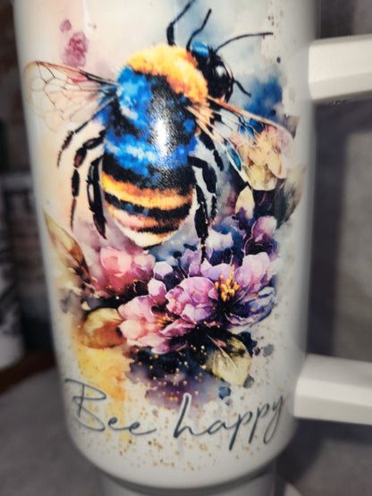 40 Oz Insulated Stainless Steel Tumbler watercolor bee happy, bee kind, bee sweet tb3
