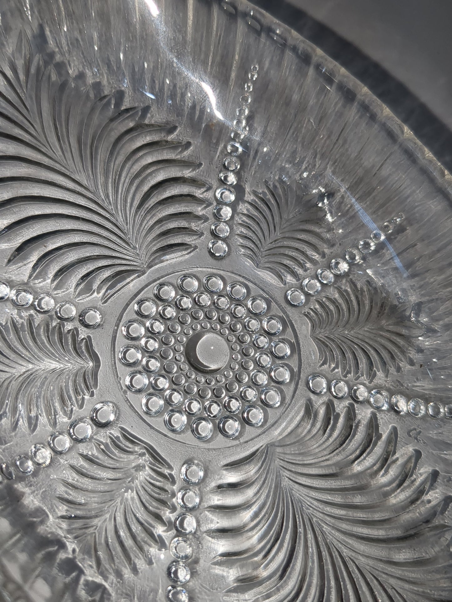 Vintage Anchor Hocking Feather and Pearl Relish Dish Depression Glass