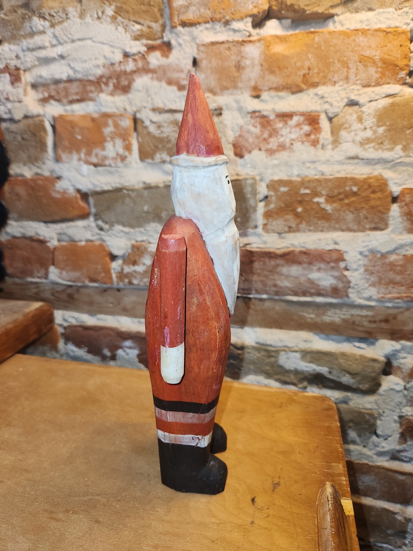 Folk Art Wood Santa Claus With Moveable Arms probably vintage