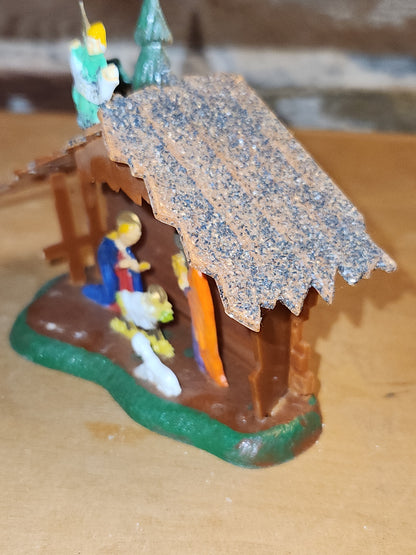 Vintage Plastic Celluloid Nativity Made in Hong Kong Mica n10
