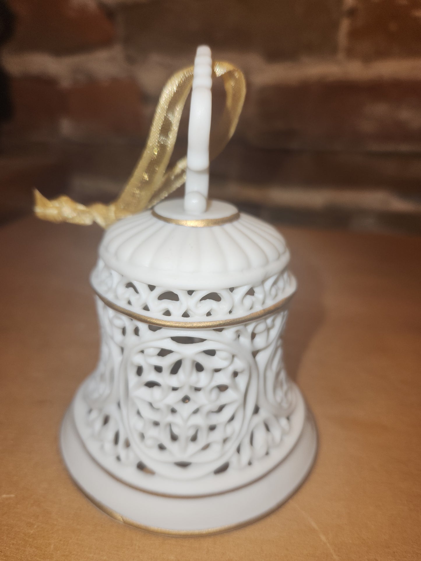 Vintage Wedgwood Christmas Ornament Bell Filigree Gold Trim