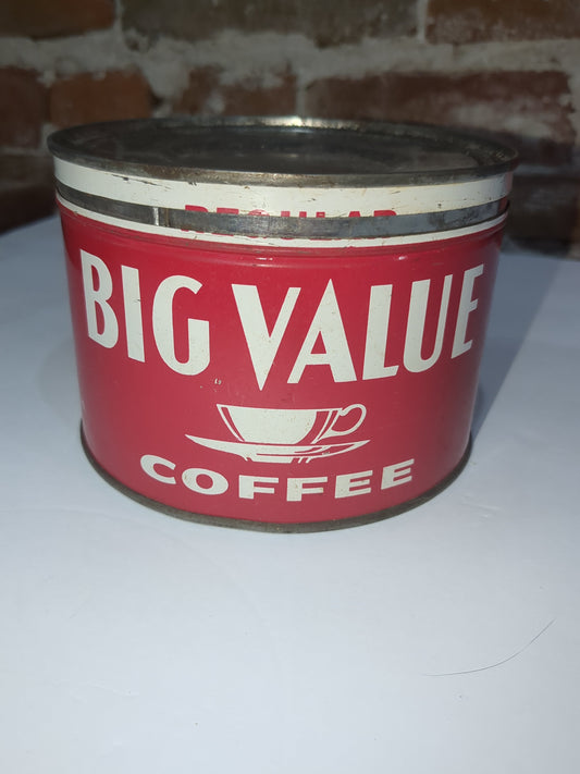 Bv1 vintage Big Value coffee tin can