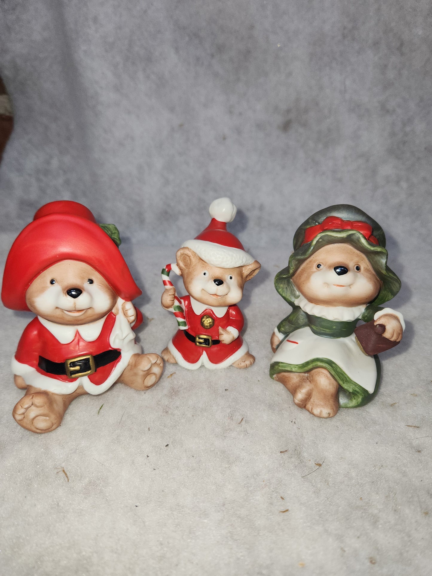 Vintage Homco Ceramic Christmas Bear Family #5600 Made in Taiwan
