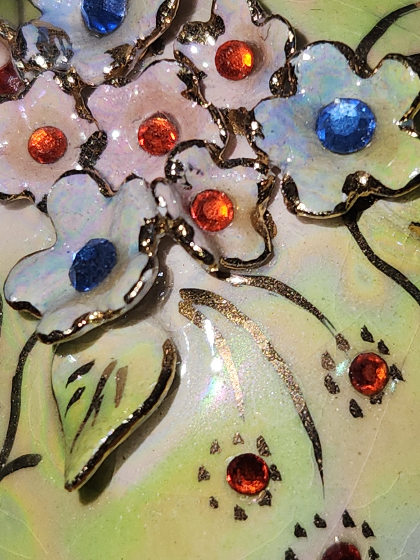 Vintage Porcelain Egg with 3D Butterfly, Flowers and Leaves Gold Accents. Eg6