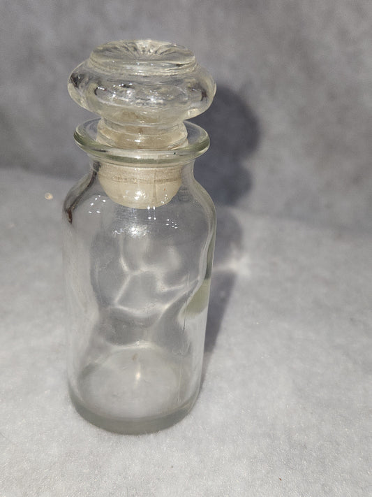 Clear Glass Spice Jar Apothecary Style bottle with glass Stopper with a Plastic Seal g134
