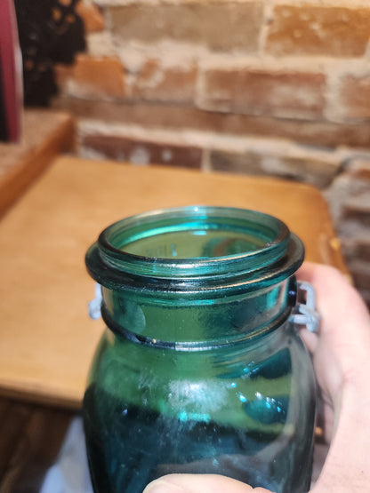 Vintage Ball Ideal Green Blue Teal Jar Bicentennial Eagle Wire Seal jar2