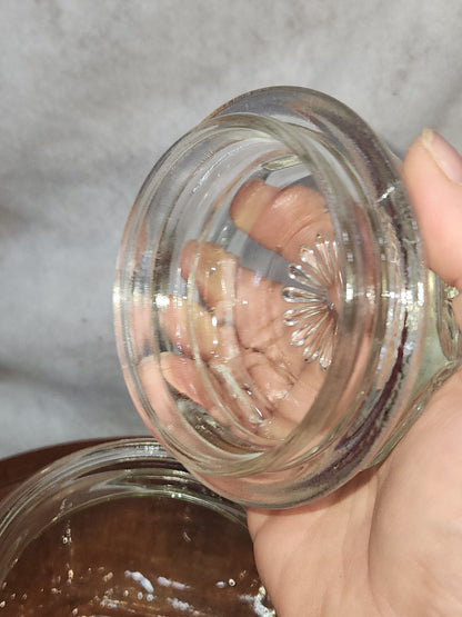 Vintage Clear Heavy Square Glass Canister Jar with Lid gl951
