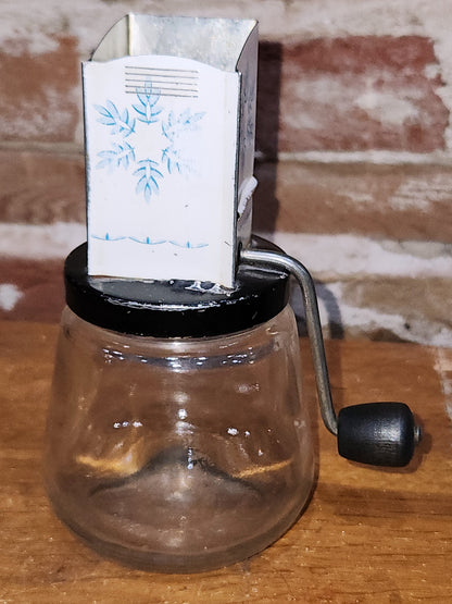 Vintage Androck Nut Spice Grinder with Glass Jar & Snowflake Design #49
