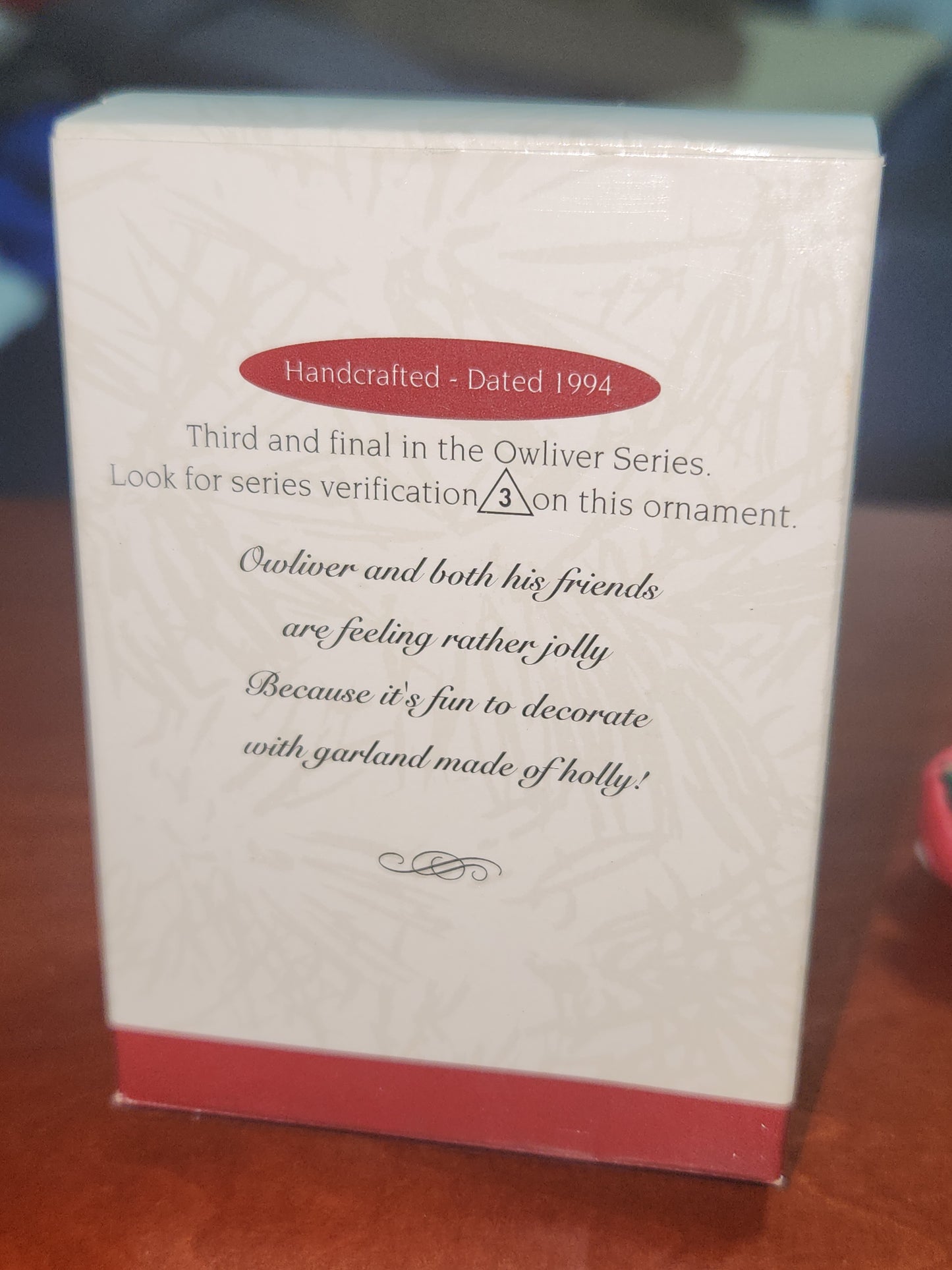 Vintage Hallmark Keepsake Ornament Owliver Owl 3rd in Series 1994 miniature