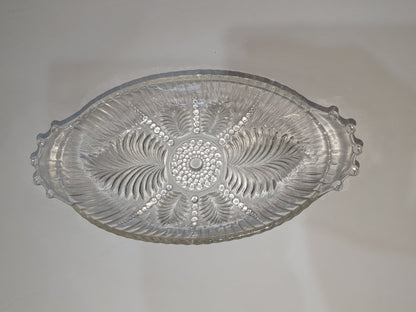 Vintage Anchor Hocking Feather and Pearl Relish Dish Depression Glass